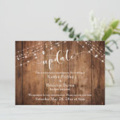 延期された結婚式の最新情報 - ラスティックウッドとライト 招待状 (スタンド正面)