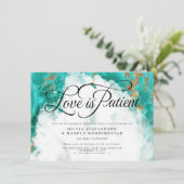 延期された結婚式の水彩ターコイズのジオード 招待状 (スタンド正面)