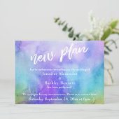 延期された結婚式の水彩画「新しい計画」カード 招待状 (スタンド正面)