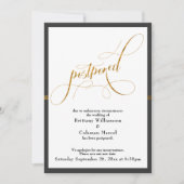 延期された結婚式 エレガントなグレー＆ゴールドストライプカード 招待状 (正面)