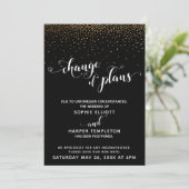 延期された結婚式 ゴールド ブラック 計画変更カード 招待状 (スタンド正面)