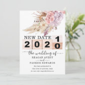 延期された結婚式 ドライ パンパス グラス ウェディング 案内状 (スタンド正面)