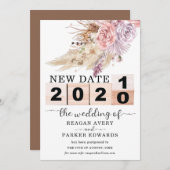 延期された結婚式 ドライ パンパス グラス ウェディング 案内状 (正面/裏面)