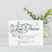 延期された結婚式 水彩 ダスティーブルーの花 招待状 (スタンド正面)