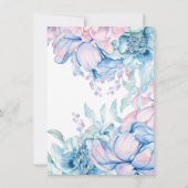 延期された結婚式　水彩　ピンクと青　花卉 招待状 (裏面)