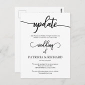 延期された結婚日付の更新に関する発表 ポストカード (正面/裏面)