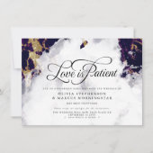 延期された結婚深いアメジスト水の色Geode 招待状 (正面)