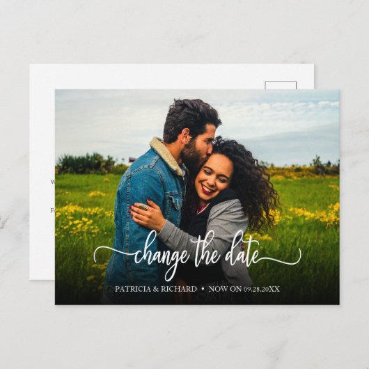 延期された結婚発表の変更 ポストカード (正面/裏面)