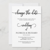 延期された結婚発表の変更 招待状 (正面)