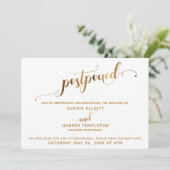 延期された結婚詳細金ゴールドハート書道 招待状 (スタンド正面)