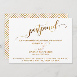 延期された結婚詳細金ゴールドハート書道 招待状