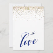 延期された結婚金ゴールド紙吹雪海軍新着日 招待状 (裏面)