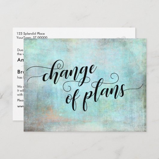 延期された計画のアクア結婚チェンジ ポストカード (正面/裏面)