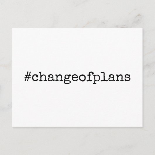 延期された計画のハッシュタグの結婚変更 ポストカード (正面)