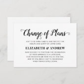 延期された計画の結婚脚本のモダン変更 案内状 (正面/裏面)