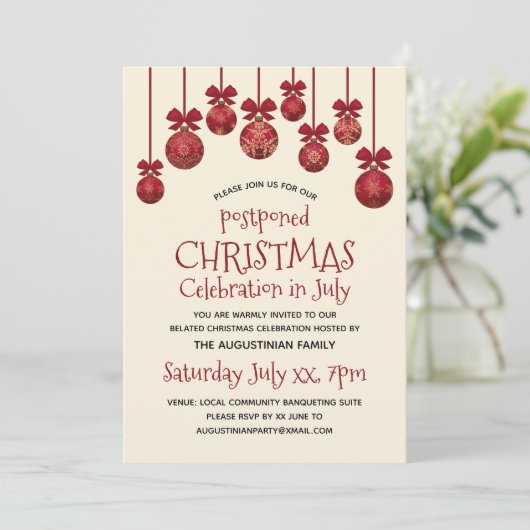 延期された7月のクリスマスパーティの招待状 招待状 (スタンド正面)