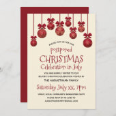 延期された7月のクリスマスパーティの招待状 招待状 (正面/裏面)