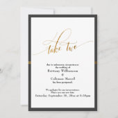 延期さエレガントれたグ結婚レイと金ゴールドストライプカード 招待状 (正面)