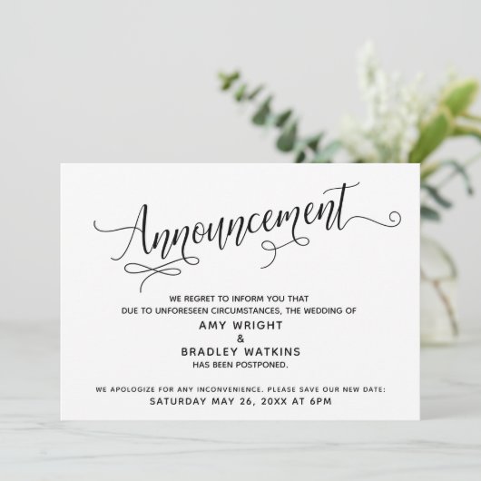 延期さエレガントれた結婚発表カード 招待状 (スタンド正面)