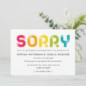 延期さカラフルれた結婚発表カード 招待状 (スタンド正面)