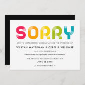 延期さカラフルれた結婚発表カード 招待状 (正面/裏面)