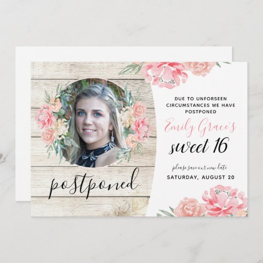 延期さ素朴れた木の甘い16セーブ·ザ·デート 招待状 (正面/裏面)