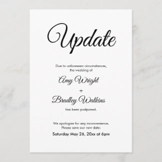 延期さ結婚れたお知らせの更エレガント新 招待状