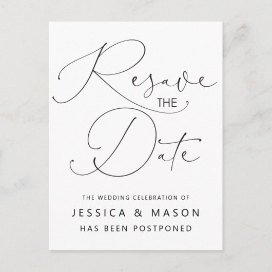 延期さ結婚れたお知らせはがき ポストカード (正面)
