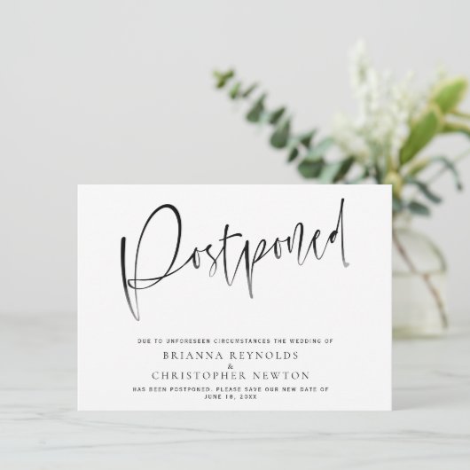 延期さ結婚れた新しい日付通知カード 招待状 (スタンド正面)