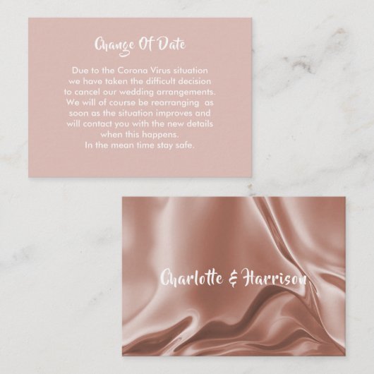 延期さ結婚れた日付変更のお知らせ エンクロージャーカード (正面/裏面)