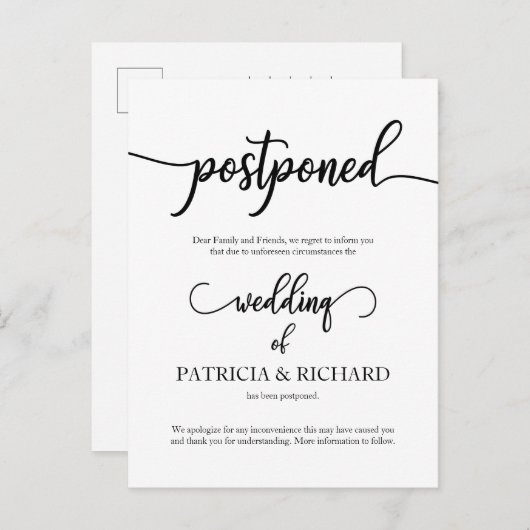 延期さ結婚れた書エレガント道 ポストカード (正面/裏面)
