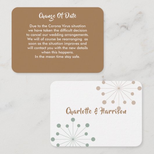 延期さ結婚れた期日変更の発表 エンクロージャーカード (正面/裏面)