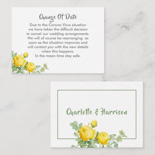 延期さ結婚れた期日変更の発表 エンクロージャーカード (正面/裏面)