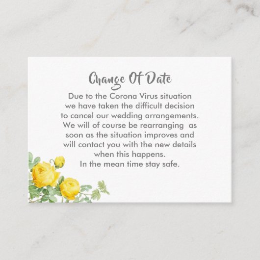 延期さ結婚れた期日変更の発表 エンクロージャーカード (正面)