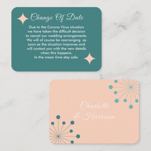 延期さ結婚れた期日変更の発表 エンクロージャーカード (正面/裏面)