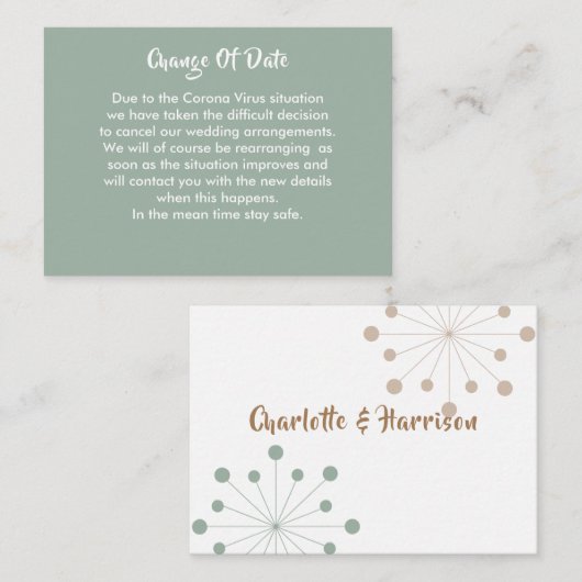 延期さ結婚れた期日変更の発表 エンクロージャーカード (正面/裏面)