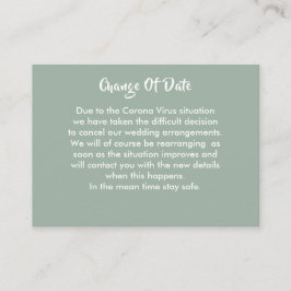 延期さ結婚れた期日変更の発表 エンクロージャーカード