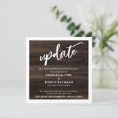 延期さ結婚れた木材素朴更新カード 招待状 (スタンド正面)