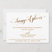 延期さ結婚れた計画の変更金ゴールドとハート 招待状 (正面)