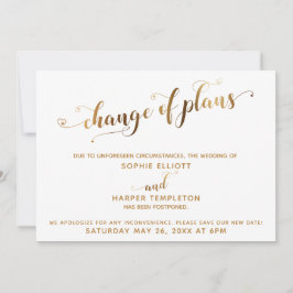延期さ結婚れた計画の変更金ゴールドとハート 招待状