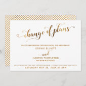延期さ結婚れた計画の変更金ゴールドとハート 招待状 (正面/裏面)