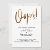 延期さ結婚れた金ゴールドユーモアのオップ！カード 招待状 (正面)