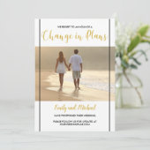 延期さ結婚れた黒と金ゴールドの写真発表 招待状 (スタンド正面)