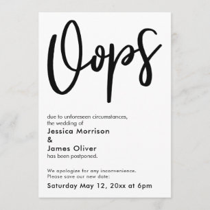 延期さ結婚れた「Oops」発ユーモアのある表 招待状