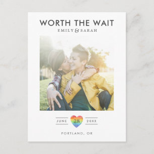 延期さ結婚れたLGBTQ写真と日付を保存 ポストカード