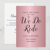 延期した結婚式の日程変更のお知らせ ローズゴールド 招待状 (正面/裏面)