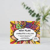 延期する 変更する 日付 現代の楽しい漫画 案内ポストカード (スタンド正面)