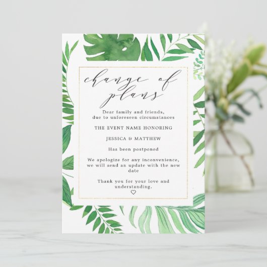 延期になったトロピカルウェディングの計画変更 案内状 (スタンド正面)