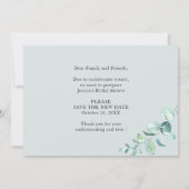 延期になったブライダルシャワーのお知らせ ユーカリ 招待状 (裏面)