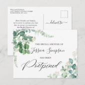 延期になったブライダルシャワーの日付　エレガントなユーカリ ポストカード (正面/裏面)